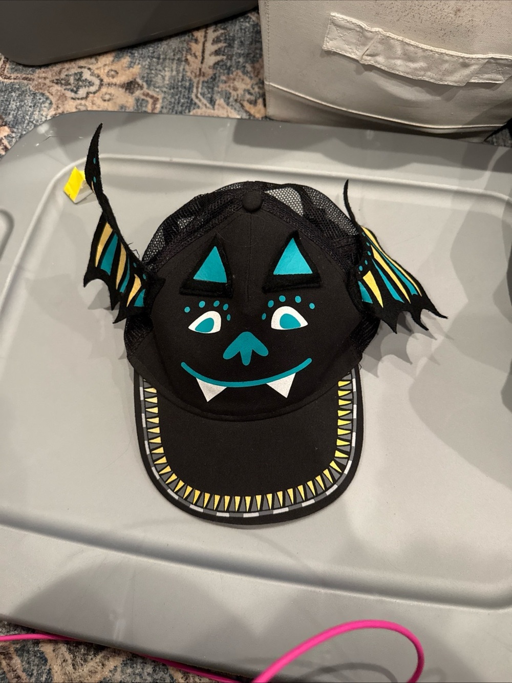 Hallmark Black Kids Monster Cap with Teal & Yellow Accents